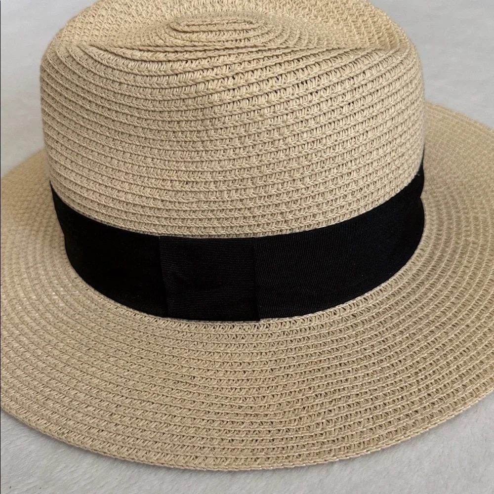 {NWT} American Hat Makers | Afternoon Fedora Handmade Straw Hat Cream/Black (MD) - Picture 6 of 16